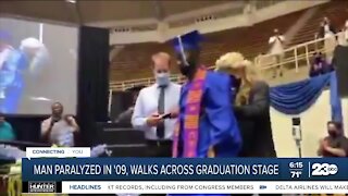 Man paralyzed in '09, walks across graduation stage