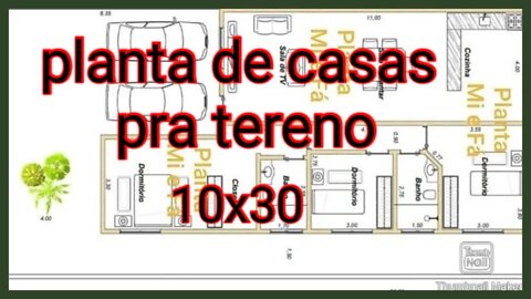 planta baixa (terreno 10x30) com 2 quartos sendo um suíte