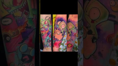 Invader Zim Arm Color Tattoo #shorts #tattoos #inked