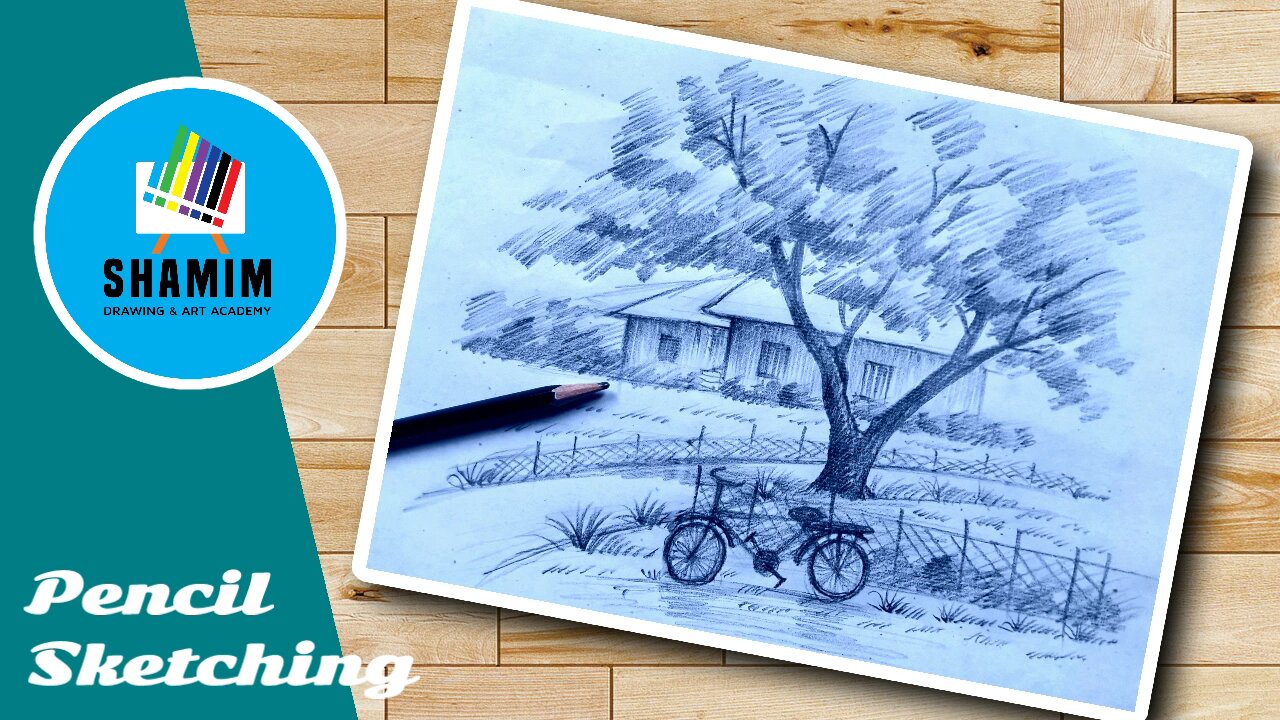How to draw village scene easy step by step for beginners | Pencil ...