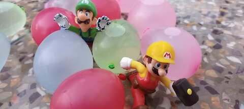 Mario Bros playing with water balloons