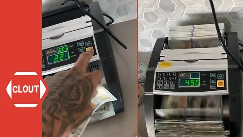 Blueface Flexing $100K In Cash With Counting Machine!