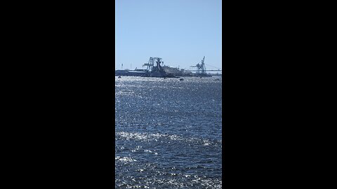 Passing Battleship New Jersey on I-95