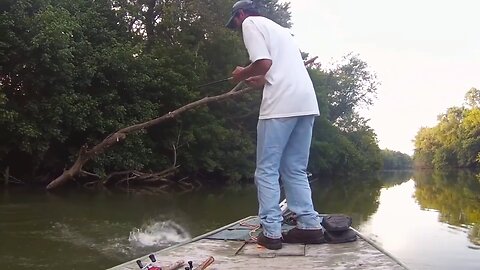 Buzzin' a Bass Assassin worm on the Nolichucky River