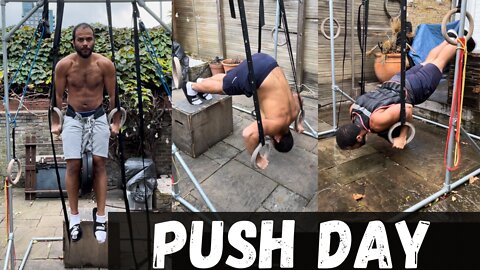 Calisthenics Push Day Training on Gymnastics Rings