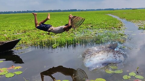 Unbelievable Village Experts Boy Jumping Boat & Trapping Many Big Fish With Bamboo Tools Polo