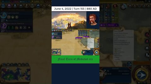 Daily Civ6 - TURN 155 - FINAL TURN OF MEDIEVAL ERA!