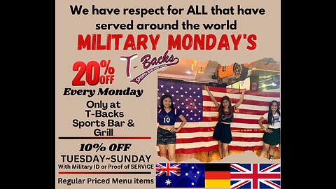 T-Backs Sports Bar and Grill Sports Schedule and quesadilla special for Monday Sept 09, 2024