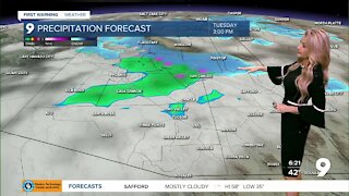 Valley rain and mountain snow coming