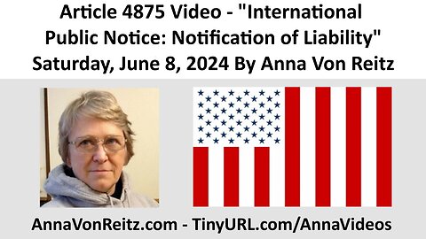 Article 4875 Video - International Public Notice: Notification of Liability By Anna Von Reitz