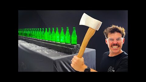 How Many Beer Bottles Stops A Throwing Axe?