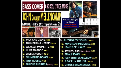 Bass cover JOHN C. MELLENCAMP Vol. 2 _ SEE OTHER COMPIL. Chords real-time Lyrics MORE