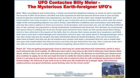 Billy Meier UFO Contact Reports - Earth Foreigners Revealed! Part 3