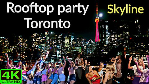 【4K】Rooftop patio party Toronto skyline 🇨🇦