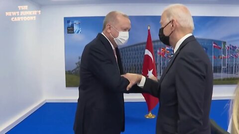 Masks off and on, elbow greets and arm grabs at the Biden-Erdogan photo op meeting.