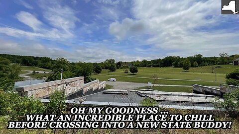 CHILLING AT BICENTENNIAL PARK IN TICONDEROGA, NY BEFORE CROSSING INTO VERMONT