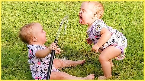 Funny Babies Playing With Water -- Baby Outdoor Videos