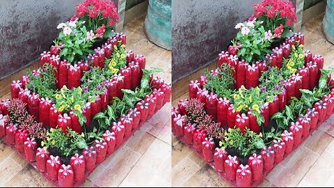 Casting Cement in Plastic bottles into Beautiful Flower Pots