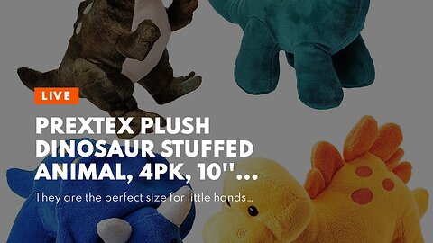 Prextex Plush Dinosaur Stuffed Animal, 4pk, 10'' Cute Dinosaur Plush Toys for Boys & Girls Ages...