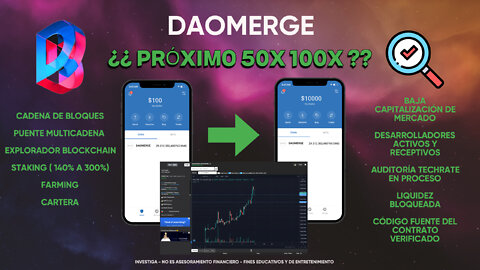 DAOMerge Este Blockchain só precisa de 15k$ para fazer 50x ou 30k$ em compras por 100x