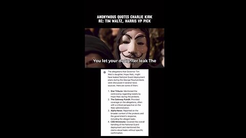 Anonymous exposes Tim Waltz - Kamala Harris' Pick for VP