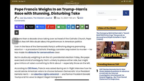 Pope Francis Weighs In on Trump-Harris Race with Stunning, Disturbing Take