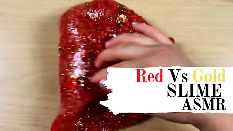 Awesome Red Vs Gold Clear Slime With Piping Bags Satisfying Slime Video ASMR