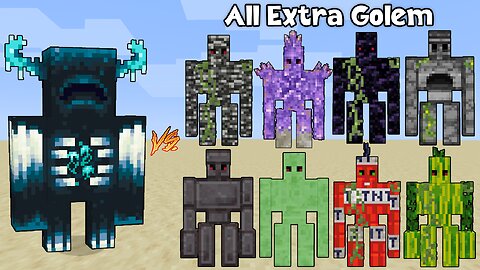 Warden Vs All Extra GOLEM / Minecraft Mob Battle - BEDROCK Golem - TNT Golem