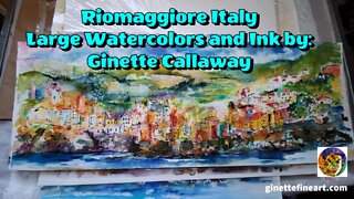 Riomaggiore Cinque Terre Watercolor painting by Ginette Callaway