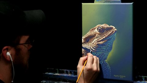 Acrylic Wildlife Painting of a Bearded Dragon - Time Lapse - Artist Timothy Stanford