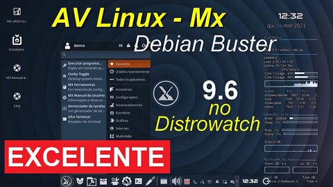 AV Linux - MX Debian. Excelente distro com grande coleção de software de produção de áudio e vídeo