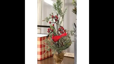 MOUNTAIN BERRY PINE TREE WITH CARDINAL