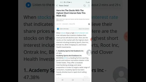 Here Are The Stocks With The Highest Short Interest Rate This Week 4/22