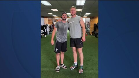 Dylan Larkin, Aidan Hutchinson work out together ahead of Red Wings and Lions camps