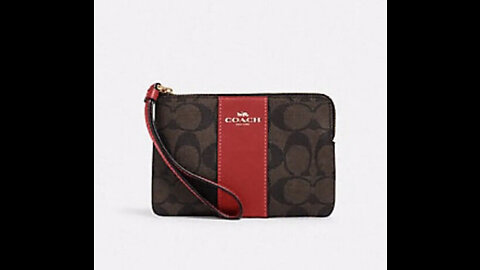 COACH WOMENS Corner Zip Wristlet In Canvas Leather