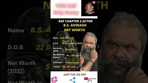 🔥KGF Chapter 2- Actor B.S. Avinash Net Worth🔥#shorts🔥#wildselfhelpgroup🔥27 April 2022🔥