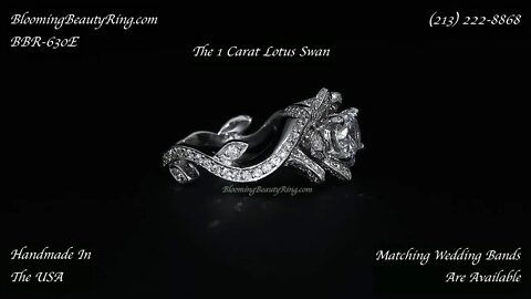 BBR-630E - The 1 Carat Lotus Swan Engagement Ring By BloomingBeautyRing.com