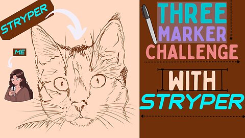 Three Marker Challenge with My Cat! Part 1 Adventure Through Art