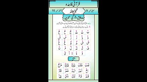 Noorani Qaida Lesson 9 Sabak No 9