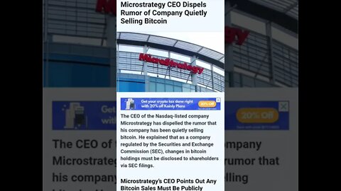 Microstrategy CEO Dispels Rumor of Company Quietly Selling Bitcoin #cryptomash #cryptonews #viral