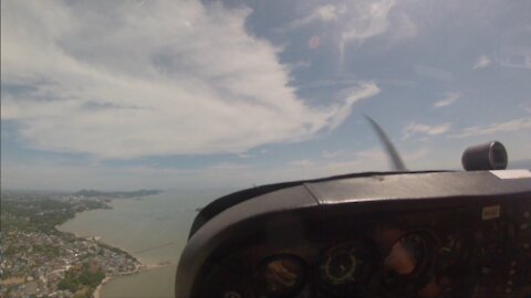 Pattaya Beach and Ko Lan, Thailand flyover in Cessna 172 from take-off