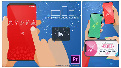 Happy New Year Mobile Phones - Premiere Pro Template - Download Link In Description