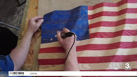 Omaha veteran creates American flags from pine wood: 'We're still in the greatest country in the world'