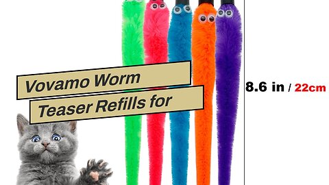 Vovamo Worm Teaser Refills for Cat Wand 10PCS Squiggly Worms Replacements and 1PC Replacement S...