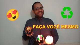 COMO FAZER LUMINÁRIA de COPO DE VIDRO e COLHER de Plástico [ RECICLÁVEL ] Faça Você Mesmo