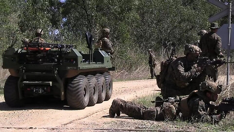 B-Roll: MRF-D secures a firing point for HIMARS during Talisman Sabre 23