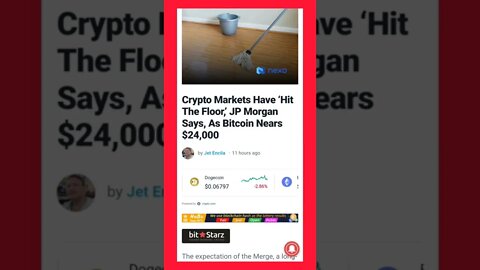 Crypto Markets Have ‘Hit The Floor #cryptomash @AltcoinDaily @ConorKenny @ilmeaalim @waqarzaka