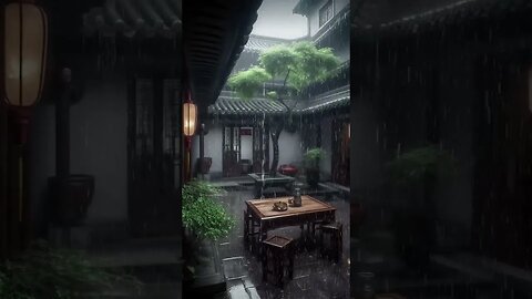 雨声助眠：在庭院中享受深度睡眠的奇妙体验，快速放松与恢复工作效率#BGM#shorts #shortvideo #sleepmusic #sleep #rainsounds #rain