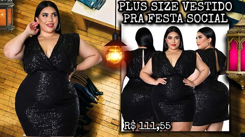 🛑 PLUS SIZE MÍNI VESTIDO SOCIAL SEM MANGA PRA FESTA FEMININO