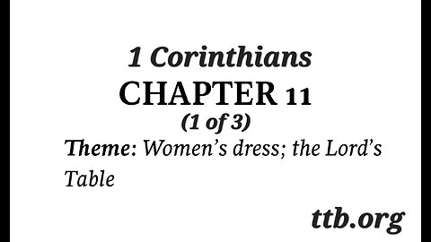 1 Corinthians Chapter 11 (Bible Study) (1 of 3)